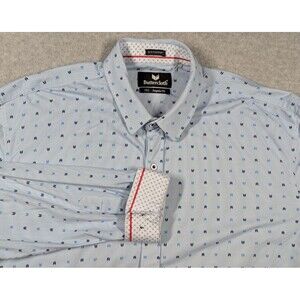 Buttercloth‎ Men Shirt 3XL Icy Cloth Flip Cuff Button All Over Logo Long Sleeve